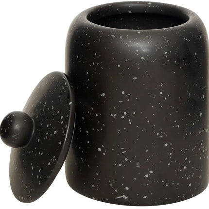 Set van 2 Keramische Voorraadpotten met Deksel - Zwart - Ø 10 x H 15 cm - Luchtdichte Opbergboxen voor Keuken, Theebladeren, Kruiden