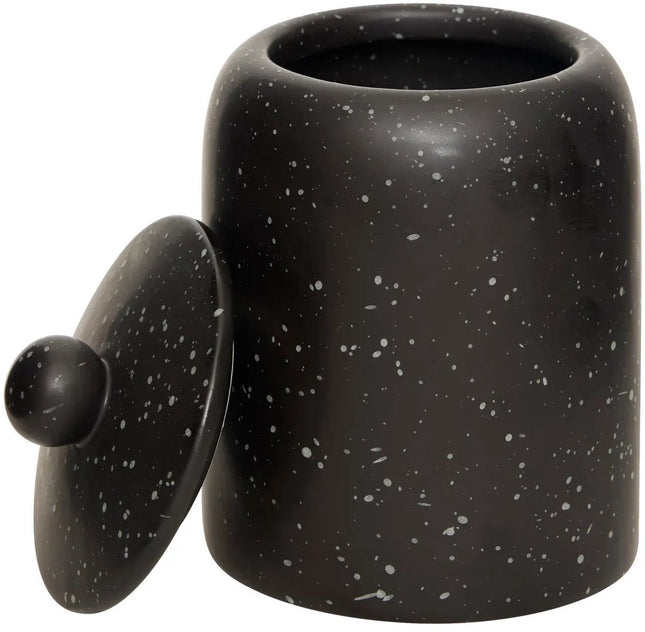 Set van 2 Keramische Voorraadpotten met Deksel - Zwart - Ø 10 x H 15 cm - Luchtdichte Opbergboxen voor Keuken, Theebladeren, Kruiden