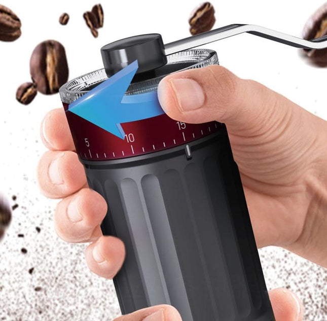 KINGHoff Handmatige Koffiemolen – Keramische Maalschijven – Traploze Maalgraad – Compact & Draagbaar – KH-2002