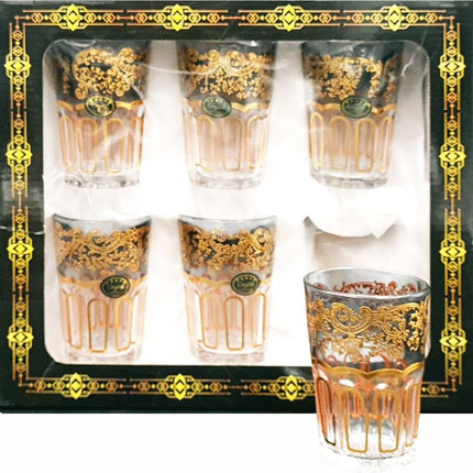 Theeglazen met gouden patroon - Zwart