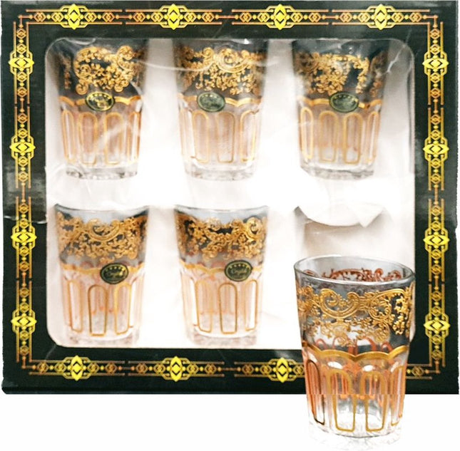 Theeglazen met gouden patroon - Zwart