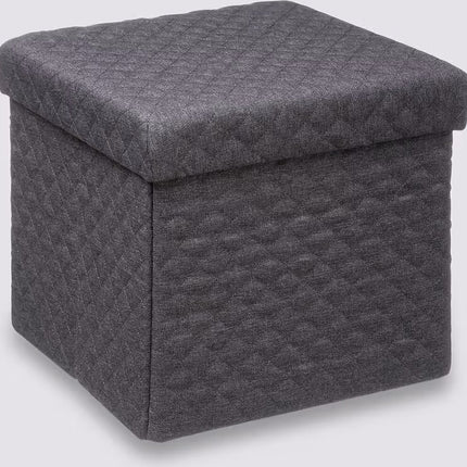 5Five Poef/Hocker/opbergbox - donkergrijs - polyester/mdf - 31 x 31 cm - opvouwbaar
