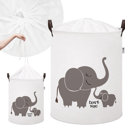 Sipo Speelgoedmand Olifant - Katoenen Opbergmand voor Speelgoed - Met Opdruk "Love You" - 43 Liter - 35x35x45 cm - Wasmand - Opbergmand - Multifunctioneel