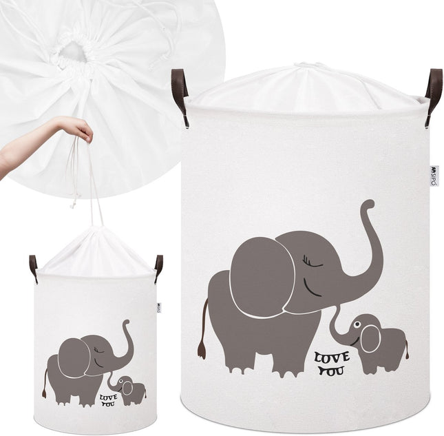 Sipo Speelgoedmand Olifant - Katoenen Opbergmand voor Speelgoed - Met Opdruk "Love You" - 43 Liter - 35x35x45 cm - Wasmand - Opbergmand - Multifunctioneel