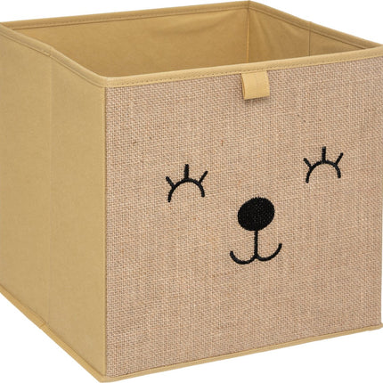 Atmosphera Kids Opbergdoos / opberger Vierkant - Jute beer - 29 x 29 cm