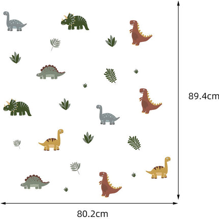 Sipo Wandsticker Dinosaurussen - Grote Zelfklevende Dino Muurdecoratie voor Kinderkamer - 90x80 cm - Dino Stickers voor Plafond en Muur