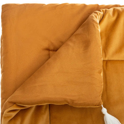 Atmosphera Bedsprei deken Sonia - fluweel okergeel - 80 x 180 cm - polyester - extra dik - plaid