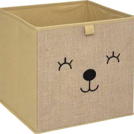 Atmosphera Opbergmand/kastmand beer - voor kinderen - karton/kunststof - bruin - 30 x 30 cm