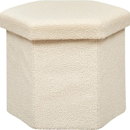 Atmosphera Poef/krukje/Hocker Jako - Opvouwbaar/Opslag box 60L - ivoor wit - D40 x H38 cm - MDF/polyester