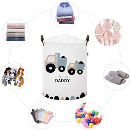 Truck Speelgoedopbergmand - Katoenen Opbergbox met "I Love My Daddy" - Kinderwasmand - 43 Liter - 35x35x45 cm - Sipo - Speelgoedmand - Kledingmand