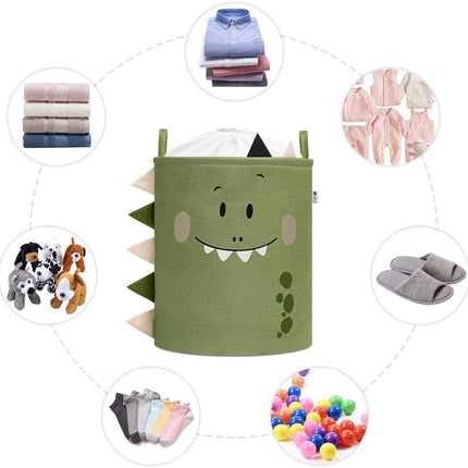 Dino Hoofd Speelgoedopbergmand - XXL Waterafstotende Opbergbox - Polyester Kist met Trekkoord - 63 Liter - 40x40x50 cm - Wasmand - Kledingmand - Speelgoedmand - Sipo