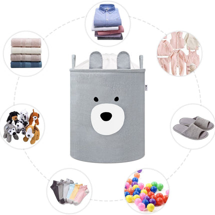 Grijze Beer Speelgoedopbergmand - XXL Waterdichte Opbergbox - Berenhoofd Design - Polyester Kist - 63 Liter - 40x40x50 cm - Speelgoedmand - Wasmand - Kledingmand - Sipo