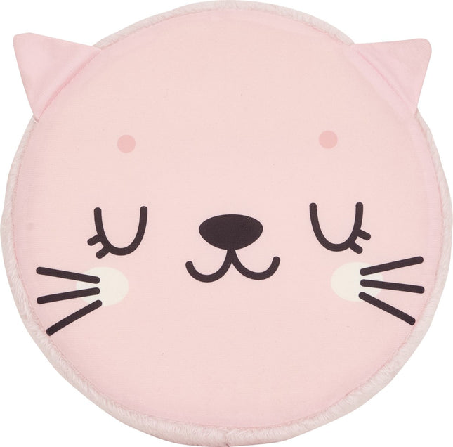 Atmosphera Kat Opvouwbare Poef - Opberger - Ø30xH38cm - Roze