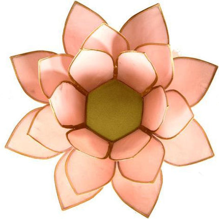 Lotus sfeerlicht pastel roze goudrand - 13.5 cm - S