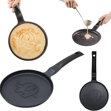Klausberg KB-7974 Pannekoekenpan - Olifant Motief - Ø18 cm - Zwarte Antiaanbaklaag - Geschikt voor Alle Kookstellen Inclusief Inductie