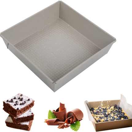 KINGHoff KH-1974 Vierkante Cakevorm 24x24x6 cm - Bakblik voor Brownies, Cheesecake en Ovenschotels - Antiaanbaklaag - Ovenbestendig tot 220°C - Beige