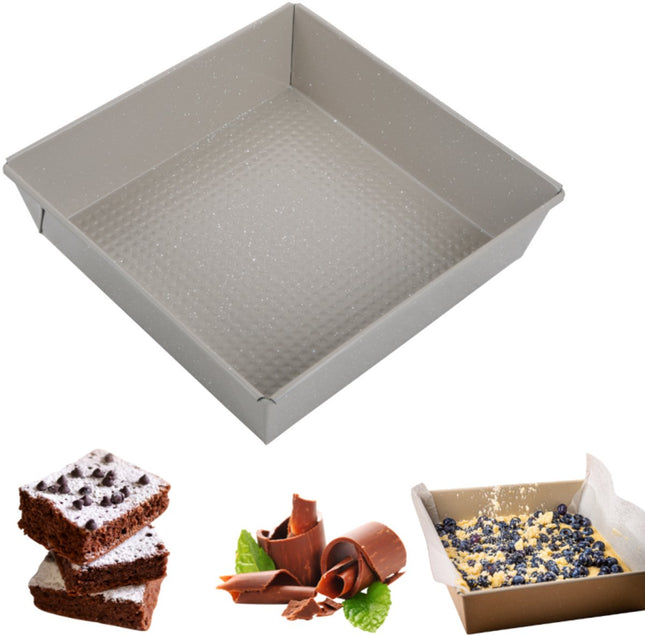 KINGHoff KH-1974 Vierkante Cakevorm 24x24x6 cm - Bakblik voor Brownies, Cheesecake en Ovenschotels - Antiaanbaklaag - Ovenbestendig tot 220°C - Beige