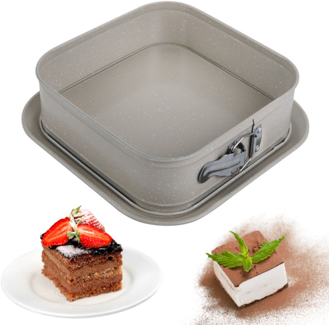 KINGHoff KH-1977 Vierkante Bakvorm met Losse Rand 27,5x27,5x8 cm - Vorm voor Cheesecake, Tiramisu en Taarten - Antiaanbaklaag - Ovenbestendig tot 220°C - Bakvorm - Cakevorm - Taartvorm