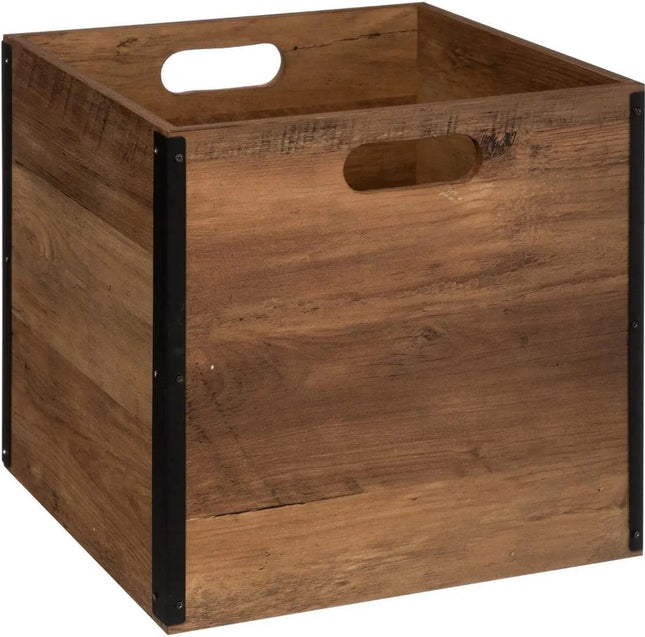 Set van 3x stuks opbergmand/kastmand 29 liter donker bruin van hout 31 x 31 x 31 cm - Opbergboxen - Vakkenkast manden