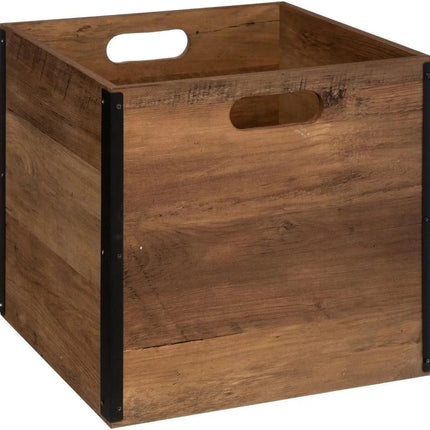 5Five Opbergmand/kastmandje - Bruin hout - 31 x 31 x 31 cm - 29 liter - Vakkenkast manden - Hout - Opvouwbaar - Kisten