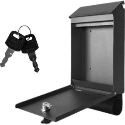 Brievenbus Zwart Gegalvaniseerd Staal - Met Krantengleuf en Slot - Beschermd tegen Weer en Inzicht - 32,5 x 18,5 x 6 cm (LxBxH)