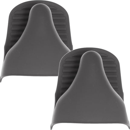 Set van 2x stuks siliconen ovenwant/ovenhandschoen grijs 9 x 12,5 cm - Pannenlap - Keukenhandschoen