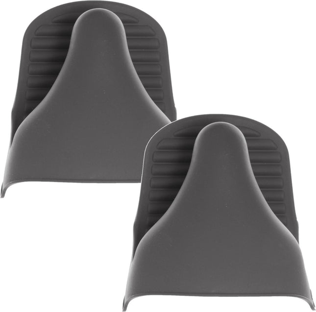 Set van 2x stuks siliconen ovenwant/ovenhandschoen grijs 9 x 12,5 cm - Pannenlap - Keukenhandschoen