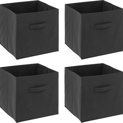 5Five Opbergmand/kastmandje - 4x - Donkergrijs - 31 x 31 x 31 cm - 29 liter - Vakkenkast manden - Stof met versterkte bodem - Opvouwbaar