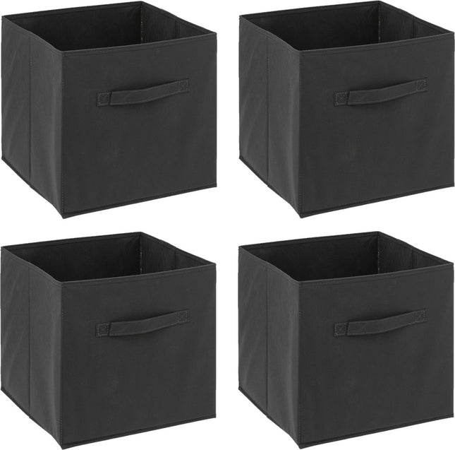 5Five Opbergmand/kastmandje - 4x - Donkergrijs - 31 x 31 x 31 cm - 29 liter - Vakkenkast manden - Stof met versterkte bodem - Opvouwbaar