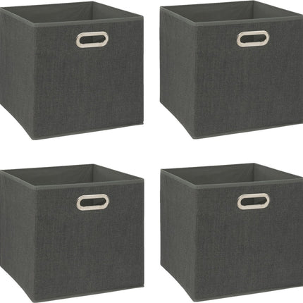 5Five Opbergmand/kastmandje - 4x - Donkergrijs - 31 x 31 x 31 cm - 29 liter - Vakkenkast manden - Stof met versterkte bodem - Opvouwbaar
