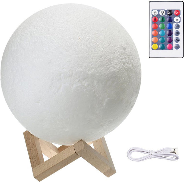 3D Maanlamp - Nachtlampje - voor Baby's en Kinderen - Oplaadbaar - Multicolor