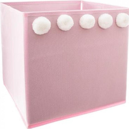Opbergdoos Vierkant - Pompom, Roze - (29x29x29cm)