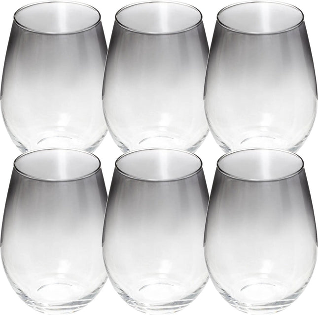 Set van 6x stuks tumbler glazen zwarte rand Sauvage 540 ml van glas - Drinkglazen - Waterglazen