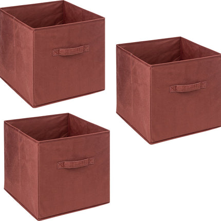 5Five Opbergmand/kastmandje - 3x - Bordeaux rood - 31 x 31 x 31 cm - 29 liter - Vakkenkast manden - Stof met versterkte bodem - Opvouwbaar