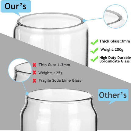 Drinkglazen met deksel en rietje set van 6 - Ideaal voor water, cocktail, whiskey, frisdrank - 500ml iced coffee glas - Blikvormige glazen bekers - Beer Can cocktailglazen Ice mold