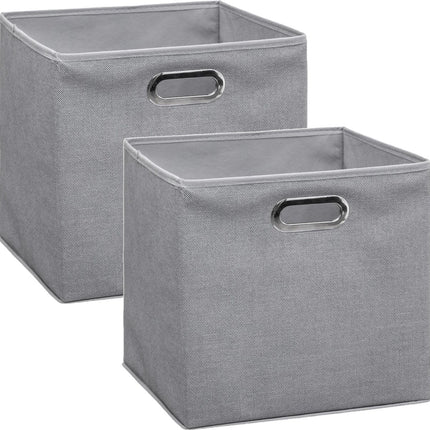 5Five Opbergmand/kastmand grijs - Set van 2x stuks - linnen - 29 liter - 31 x 31 x 31 cm - Opbergbox - Vakkenkast manden
