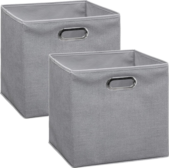 5Five Opbergmand/kastmand grijs - Set van 2x stuks - linnen - 29 liter - 31 x 31 x 31 cm - Opbergbox - Vakkenkast manden