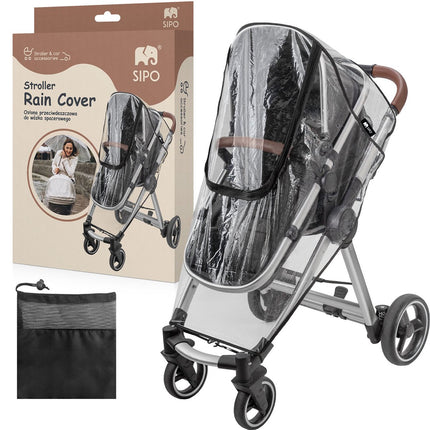 SIPO Regenhoes voor Kinderwagens - Waterdichte 3-in-1 Beschermhoes tegen Regen, Sneeuw en Wind - Transparant - Universeel Model voor de Meeste Stadsbuggy's en Wandelwagens - Windhoes Kinderwagen - Regenhoes