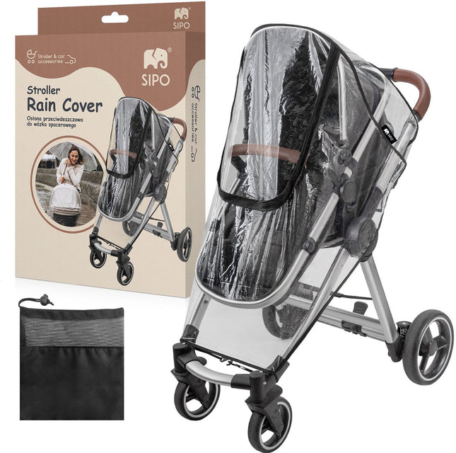 SIPO Regenhoes voor Kinderwagens - Waterdichte 3-in-1 Beschermhoes tegen Regen, Sneeuw en Wind - Transparant - Universeel Model voor de Meeste Stadsbuggy's en Wandelwagens - Windhoes Kinderwagen - Regenhoes