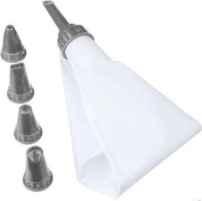 Cake Decorating Set Frosting Icing Piping Bag Tips with 5 nozzles. Reusable & Washable.