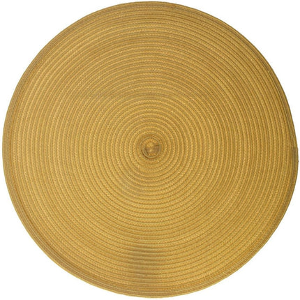 Secret de Gourmet ronde placemat - geel - gevlochten kunststof - Dia 38 cm - Onderleggers