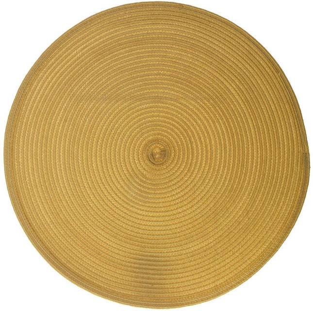 Secret de Gourmet ronde placemat - geel - gevlochten kunststof - Dia 38 cm - Onderleggers