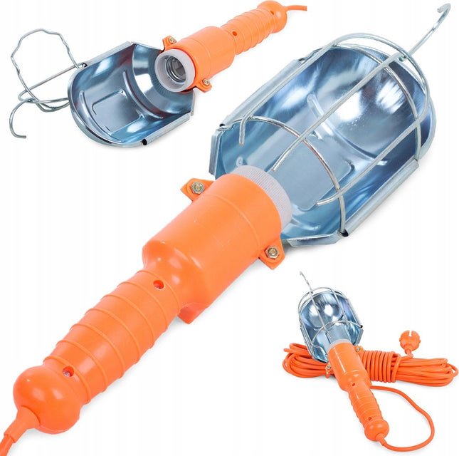 E27 Werklamp - Looplamp Zaklantaarn - Werkplaats Verlichting - Met haak - 8 meter - Oranje