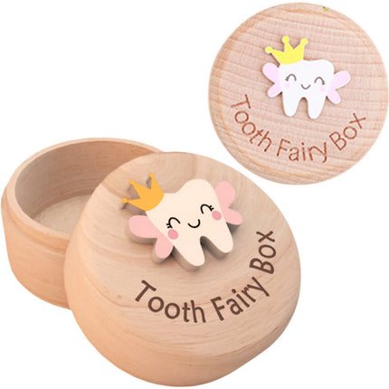 Houten Bewaardoosje voor Melktanden - Tandenfee Box - Natuurlijk Houten Herinneringsdoosje - Toothfairy Box - Bewaardoos voor Tandjes