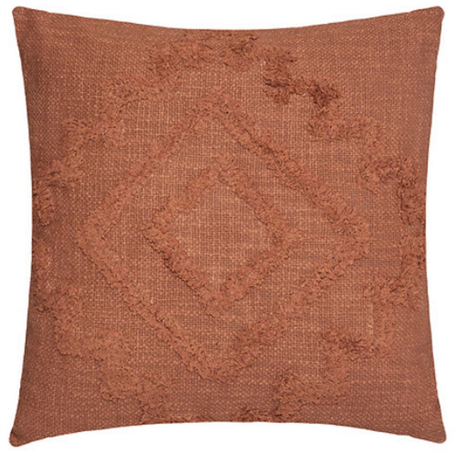 Inca Terracotta Kussen 40x40 cm - Getuft Katoen Mix Kussen - Met Rits - Sierkussen