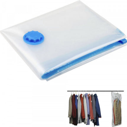 2 stuks Vacuümzakken met kleding hanger - Vacuum Kleding Opbergzakken  - transparant - ruimte besparen - vacuumzak voor reizen - voorjassen en kleding -  70x145 -