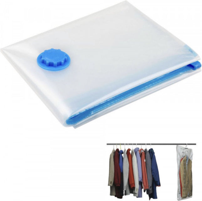 2 stuks Vacuümzakken met kleding hanger - Vacuum Kleding Opbergzakken  - transparant - ruimte besparen - vacuumzak voor reizen - voorjassen en kleding -  70x145 -