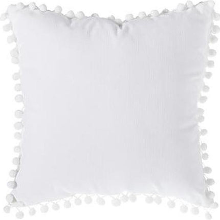 Sierkussen Ellis - Wit - Sierkussen met pompons/tassels - 40x40 cm