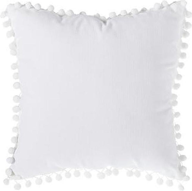 Sierkussen Ellis - Wit - Sierkussen met pompons/tassels - 40x40 cm