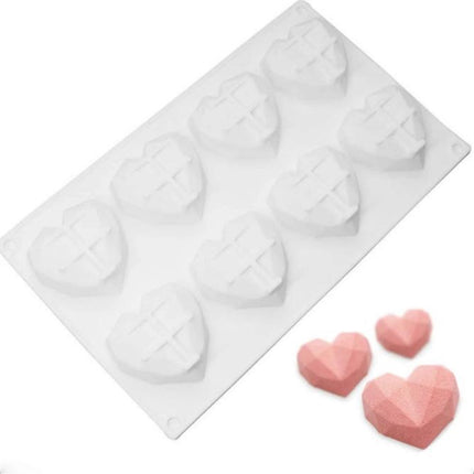 Siliconen mal harten -siliconen bakvorm-siliconen 3d hart Bakvorm -tiktok bakvorm -tiktok bakken- chocolade -diamant -cake -bakvorm hart - siliconen hart zeep -Bonbons - Mold - Bakvormen - Koken - Chefkok - Bakken - Keukenaccessoires - Cadeau - Gift
